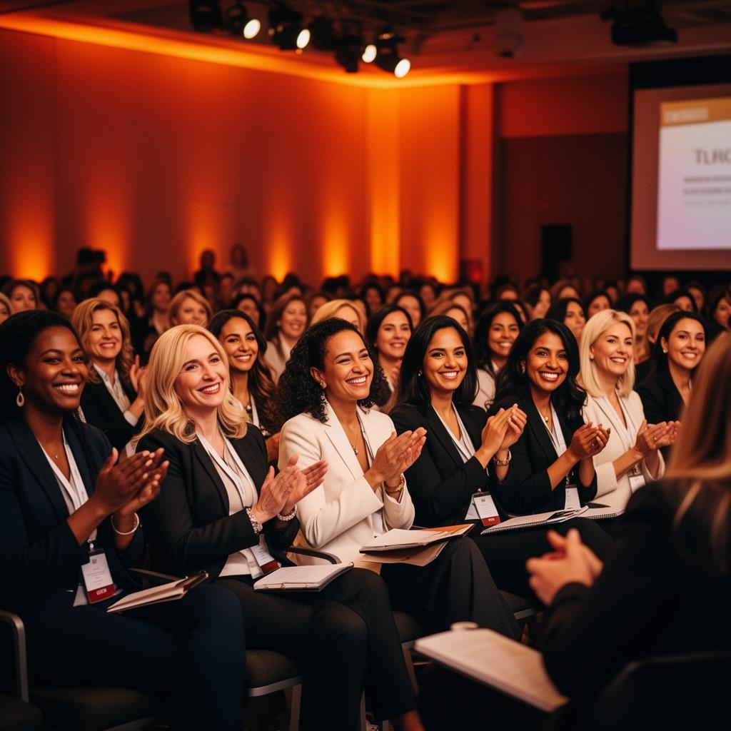 Diverse audience of women at a leadership event